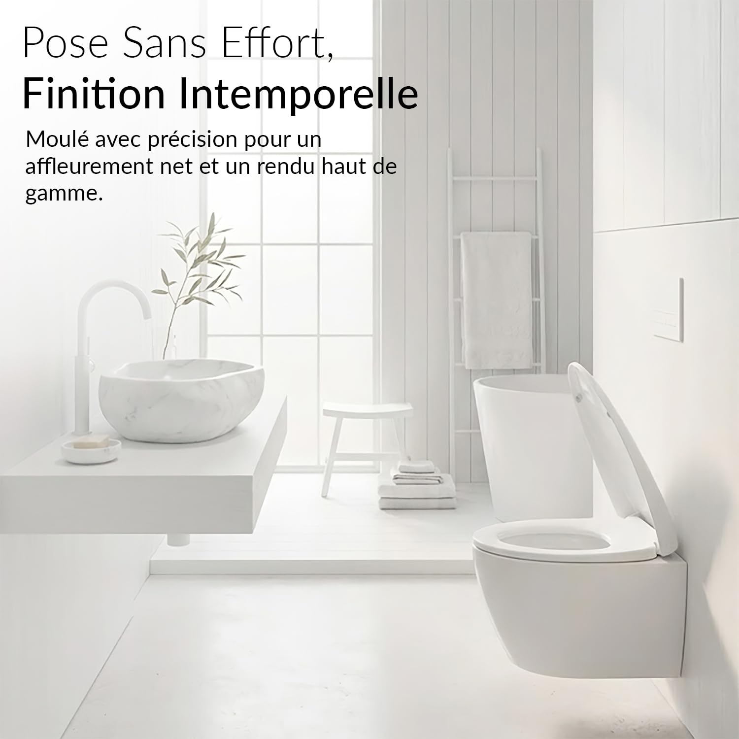 Abattant WC Rond à Fermeture Douce – Blanc – Siège de Toilette avec Fixations Incluses – Facile à Installer – Design Universel – Confort et Hygiène – Pour Salle de Bain Moderne