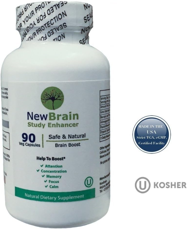 New Brain Study Enhancer - Alternative Medicine Herbal Supplement to boost Attention, Concentration, Memory, Focus and Calm 90 CAPSULES