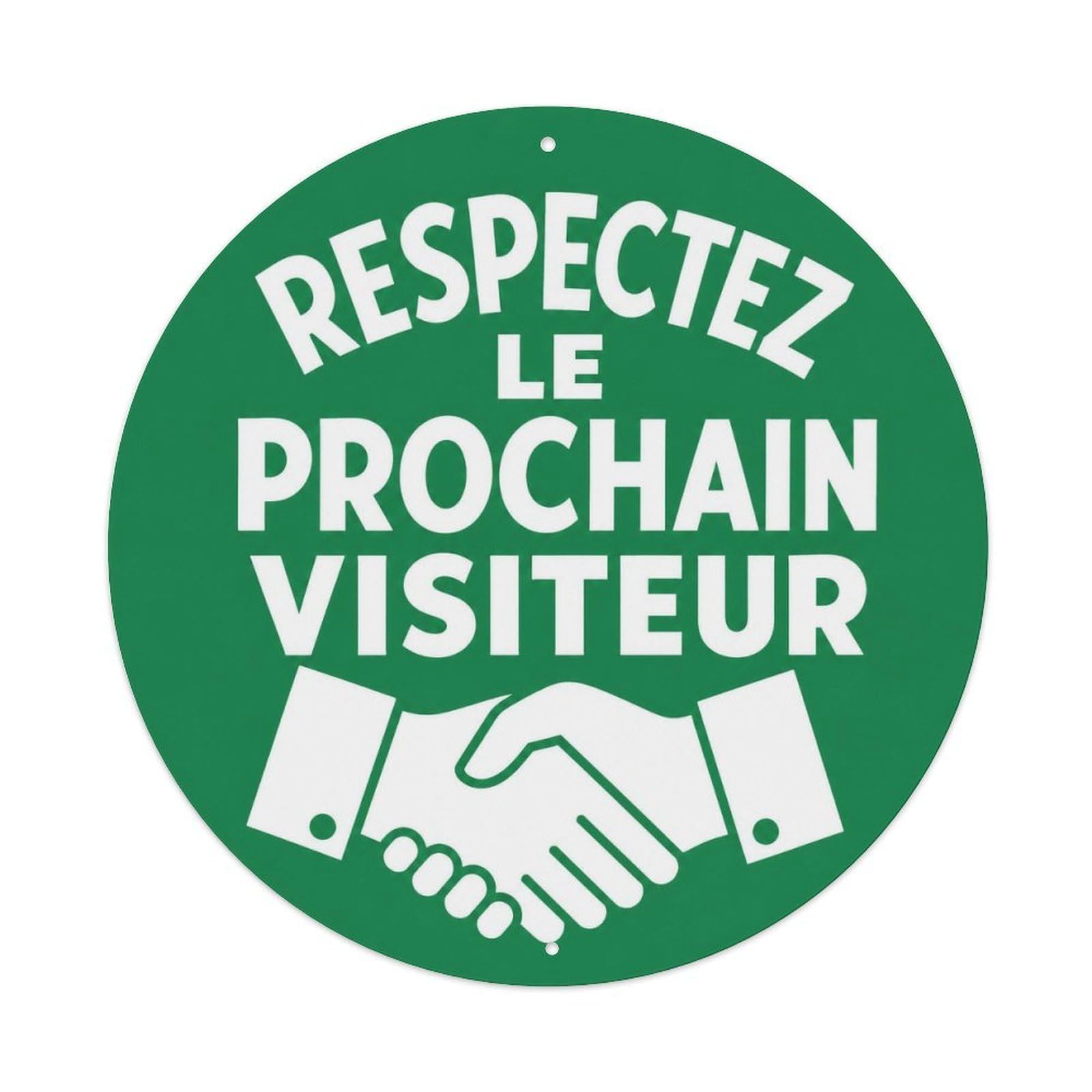 French Respect Next Visitor Bathroom Humor Handshake Metal Tin Sign
