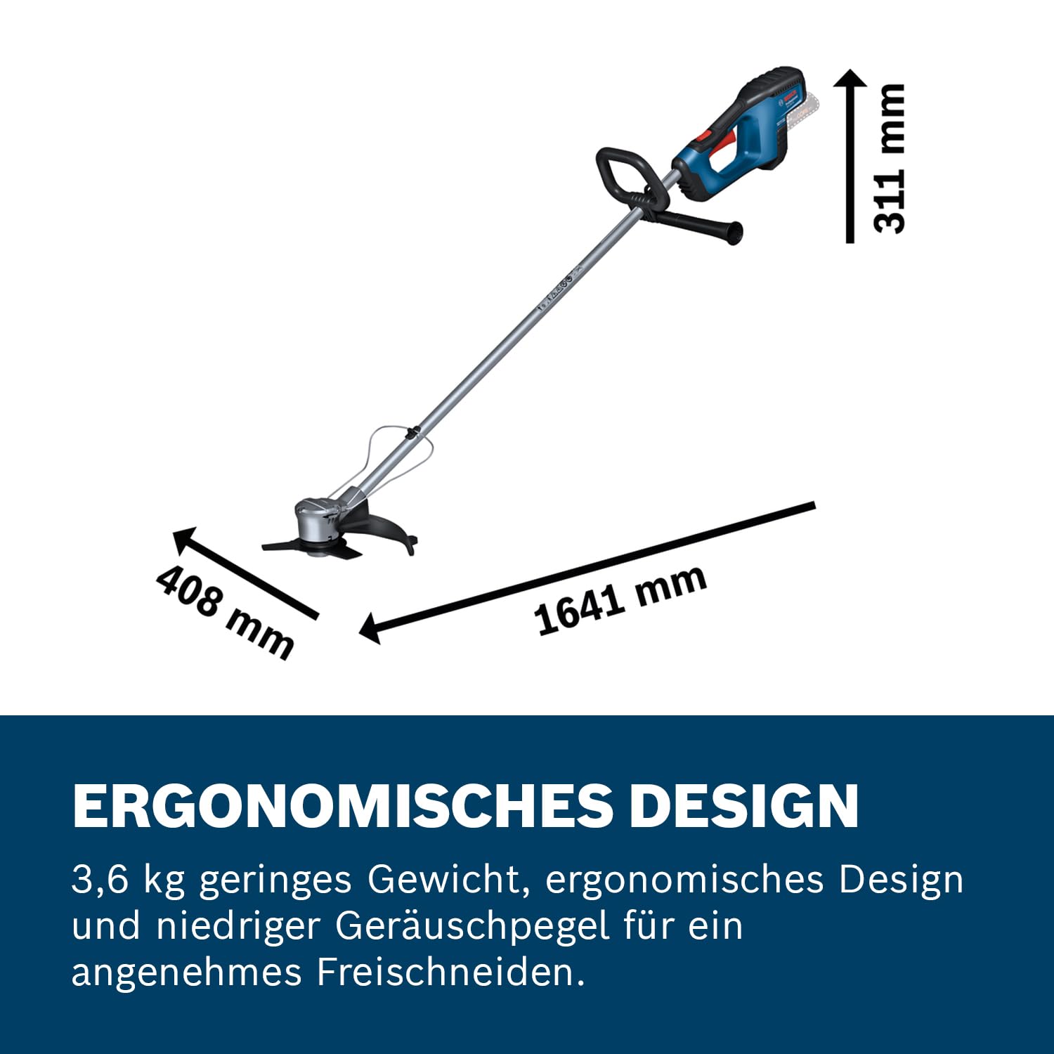 Bosch Professional 18V System Akku-Freischneider GFR 18V-23 (bürstenloser Motor, Schnittkreisdurchmesser 23 cm, 1x Fadenspuleneinheit, 1x Schultergurt, Freischneidermesser-Set, Pflanzenschutzbügel)