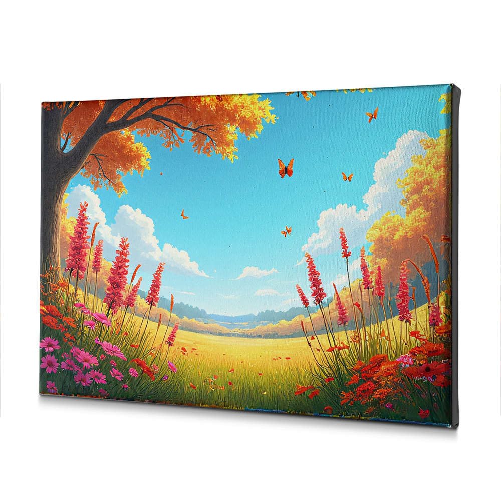 Toile décorative de Pâques au design raffiné de fleurs et papillons - 5