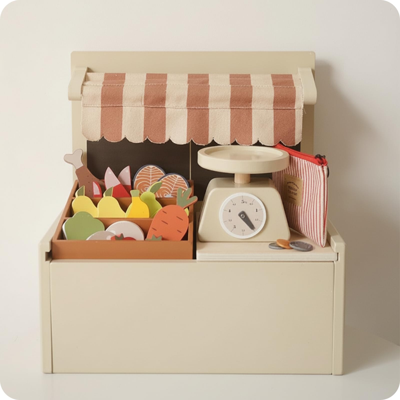 Qianly Holz-Marktstand Holzmaterial Kinder Marktstand Tafel Holz Kaufladen