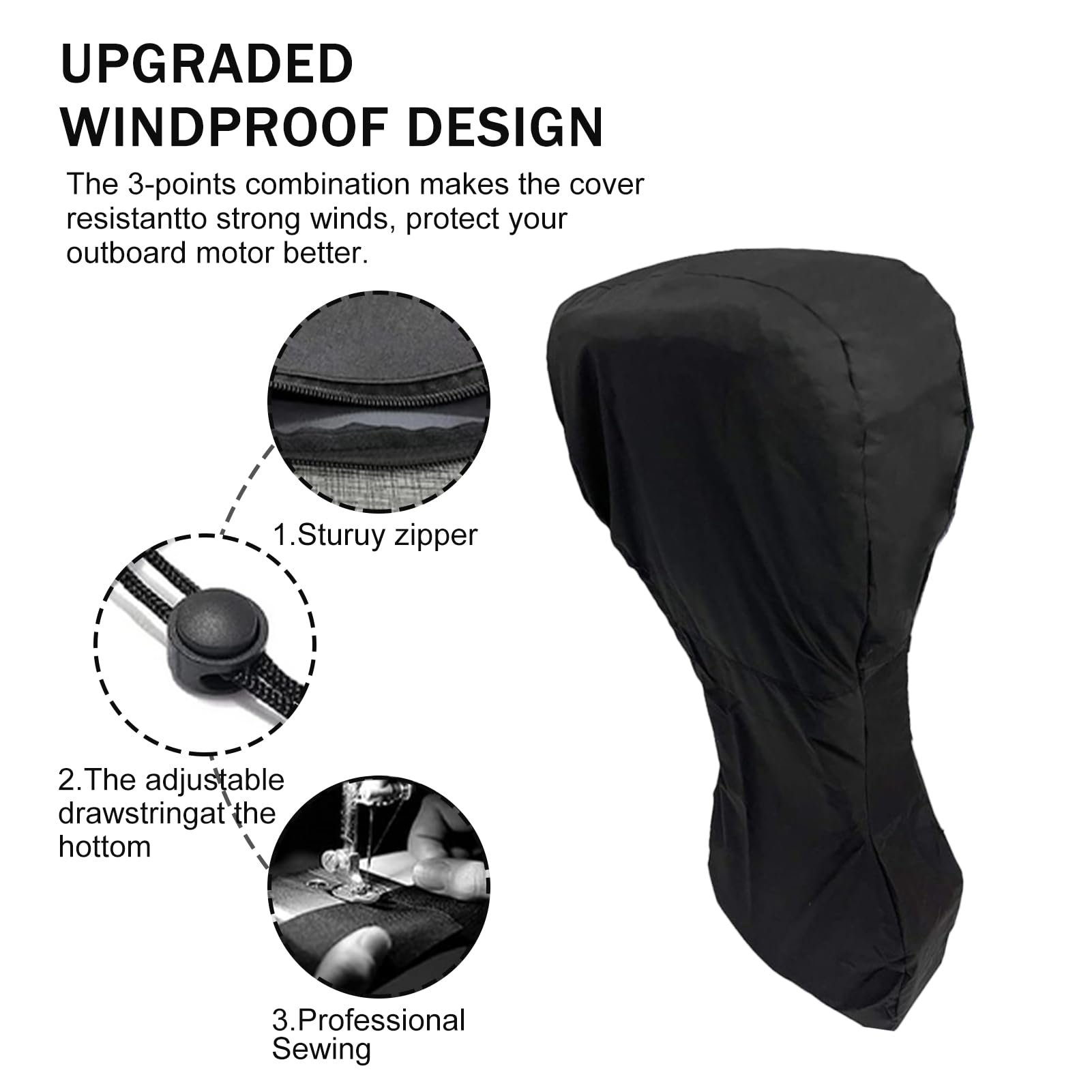 UK Custom Covers Außenbordmotor-Abdeckung – Wasserdicht, Für 15–20 PS Motoren, Mit Reißverschluss, Silber