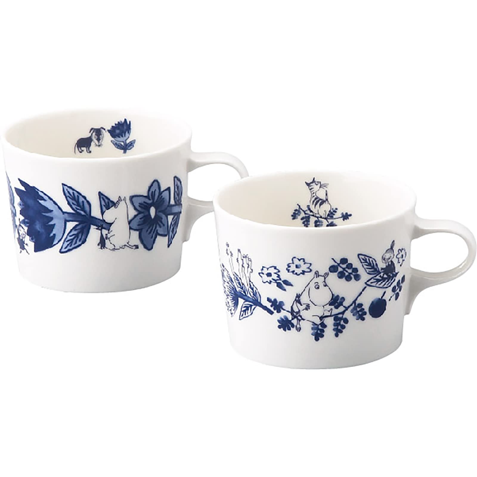 山加商店(Yamakasyoten) Moomin MM7001/2-13 Blue Flora Pair Mugs, Approx. 9.2 fl oz (260 ml), Dinnerware Set, Scandinavian, Miscellaneous Goods, Moomin Goods, Mother's Day, Gift, Made in Japan