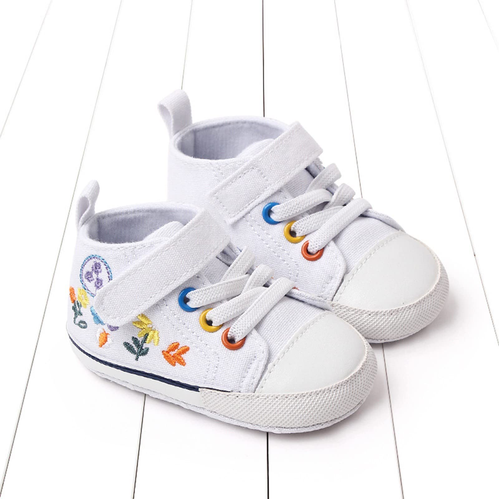 Canvas Shoes Baby Infant Infant Shoes Newborn Baby Shoes Non Slip Girls Slip on Wide Shoes (White, 4 Infant)