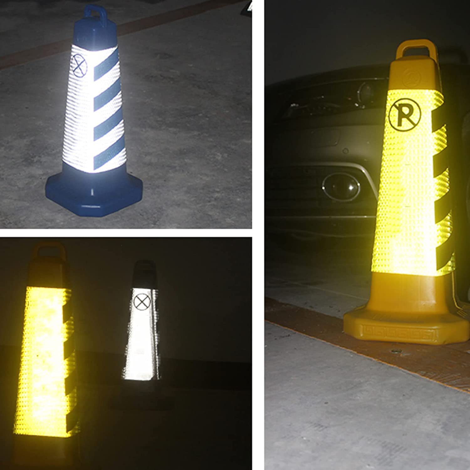 Conos de seguridad vial de plástico duradero de 28 pulgadas con asa y conos reflectantes multiusos para estacionamiento en carretera, entrenamiento de conducción, control de acceso y barrera (pa