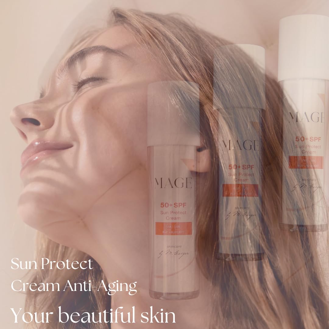 MAGE Sun Protect Cream, Crème visage anti-âge 50+, protection UVA et UVB, crème raffermissante, hydratante, végane, fabriquée en Allemagne