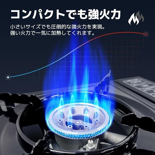 Yinleader カセットコンロ ケース付き カセットフー アウトドアコンロ 卓上 耐荷重15kg 強火力 2.1kW! 防風 BBQコンロ キャンプ アウトドア 小型 内炎式 簡易 防災グッズ 卓上用 停電対策 【安心の国内サポート&日本語取扱説明書付き】 「ブラック」 - 2