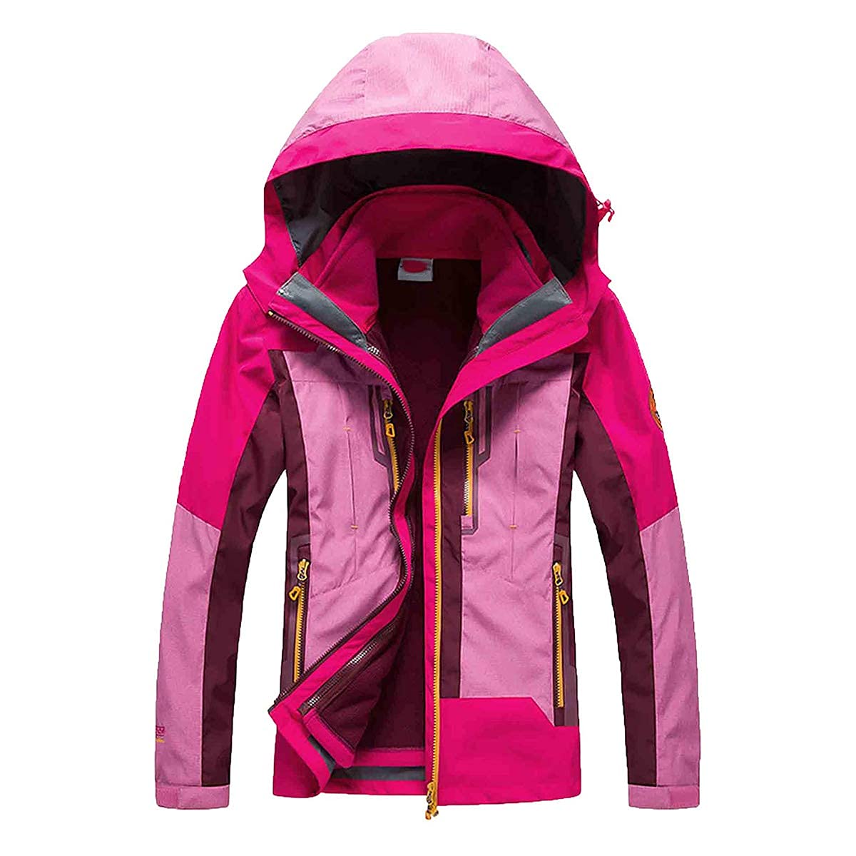 Veste de ski 3 en 1 femme imperméable contre le vent veste alpinisme rose XXL