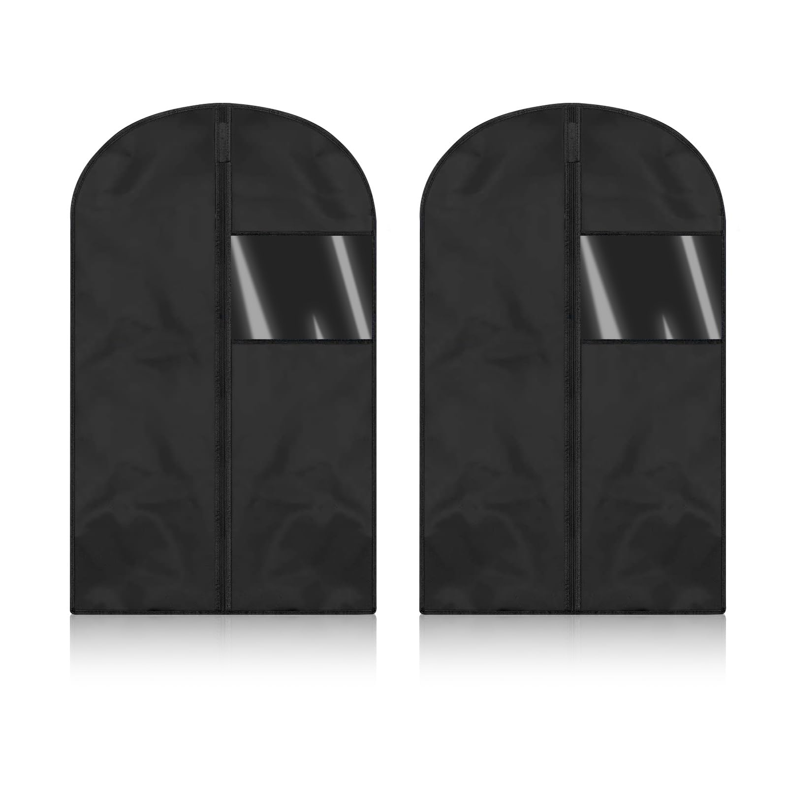 2Pcs Suit Bags, Foldable Dress Bags with Clear Window, Hanging Garment Bag, Dust-Proof Clothes Cover for Coat, Jacket, Dress, Clothes