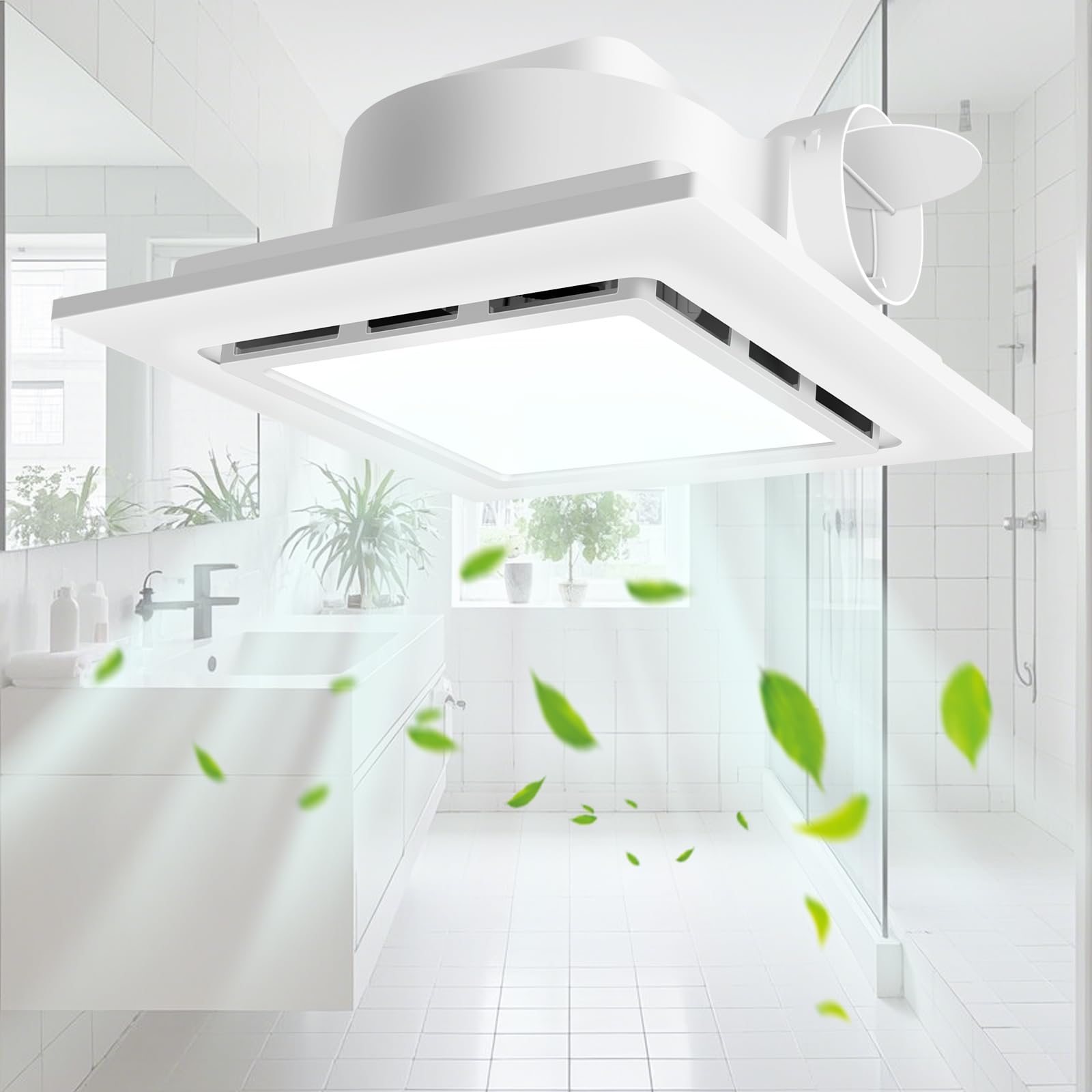 Condition photo showing New/Like New for 9.8" Panel Bathroom Exhaust Fan with Light, Bathroom Ventilation Fan with 12W 6500K LED Light, 120 CFM 1.0 Sones Low Noise, 4 Inch Duct Quiet Square Fan for Home Bath Restroom Hotel Office