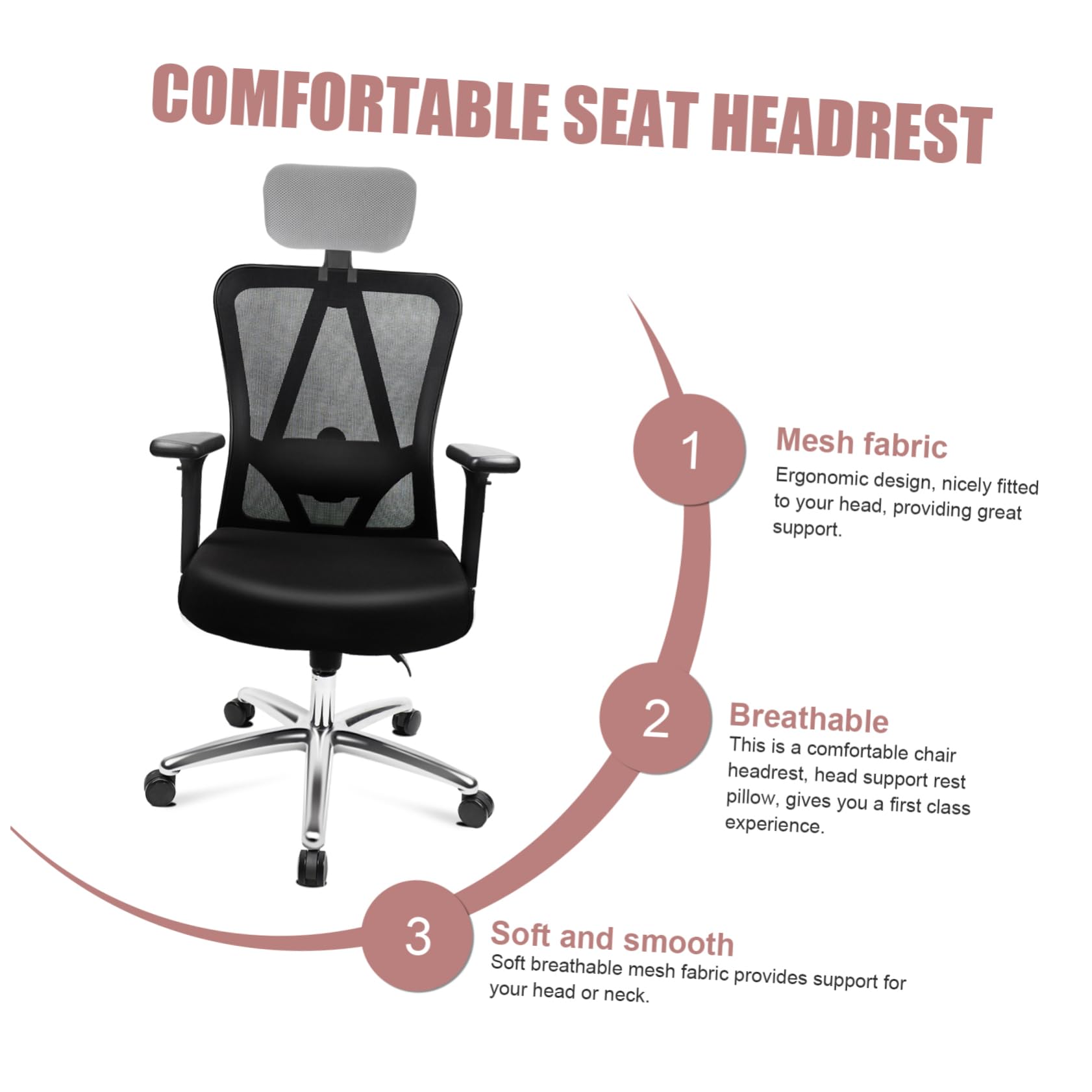 Ciieeo Almohada para Reposacabezas para Silla De Oficina Altura Ajustable Diseño Ergonómico Cojín Cabeza para Trabajo Computadora Protección Cuello
