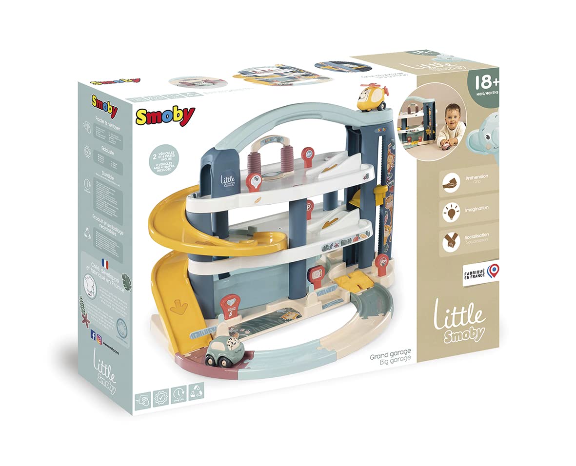 Little Smoby Garaje Grande 3 Niveles, Coche y helicopteros incluidos (7600140203)