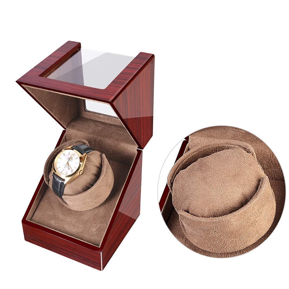 Guarda Winder Automatico Meccanico Orologio Meccanico Avvolgimento Avvolgitore per Orologio Singolo in Pelle con Moto Tranquillo Classico Watch Winder Table Storage Case (B) Watch Winder LWX