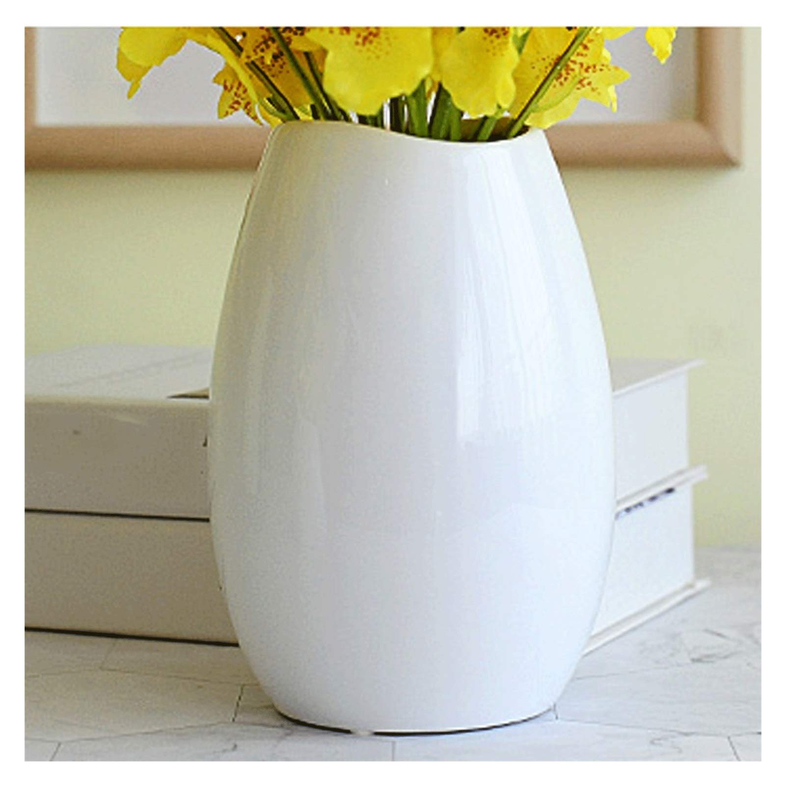LUCBEI Sztuczne kwiaty Sztuczne orchidee, sztuczne kwiaty w wazonie ceramicznym, biały sztuczny jedwab Phalaenopsis, średnie i małe sztuczne kwiaty orchidei, sztuczne kwiaty (rozmiar: S)