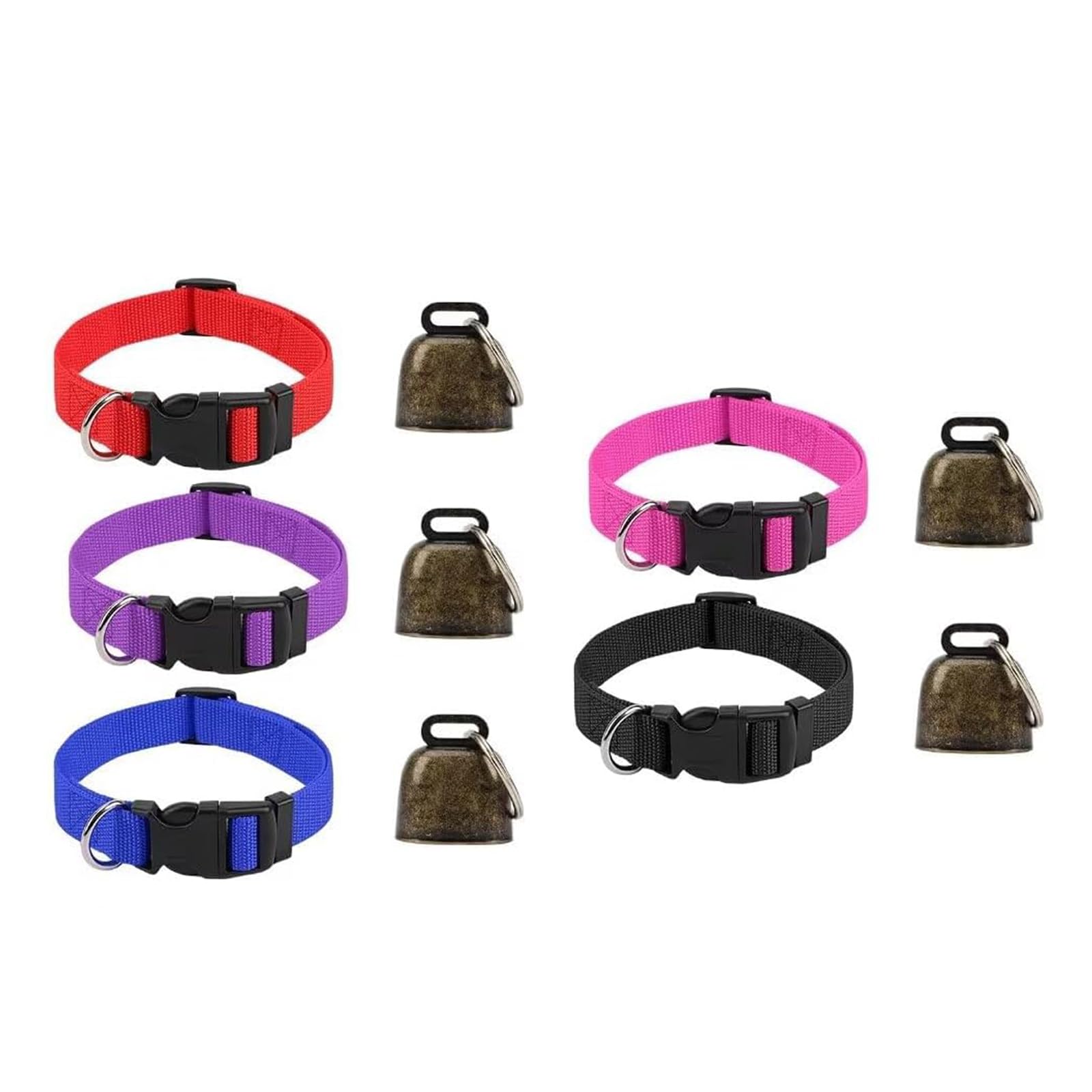 Lot de 5 colliers de chèvre avec clochettes, collier réglable en nylon avec clochettes en cuivre, clochette anti-perte pour petits animaux de ferme, moutons, vaches, chèvres