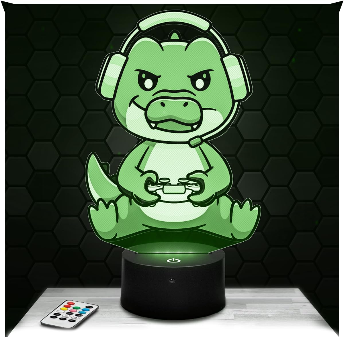 Lampephoto.fr - Crocodile Gamer 3D Lamp for Boy's Room 3D Crocodile Gamer lamp Gaming Gamer Video Games Gift idea Soft Light Decoration Night Light Decor, Original Christmas, Gift idea for Teenagers