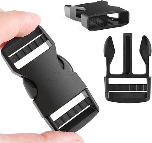 Paquete de 6 hebillas de liberación lateral rápida de 1 pulgada, doble ajustable, sin clips de costura, repuesto de plástico resistente para correas