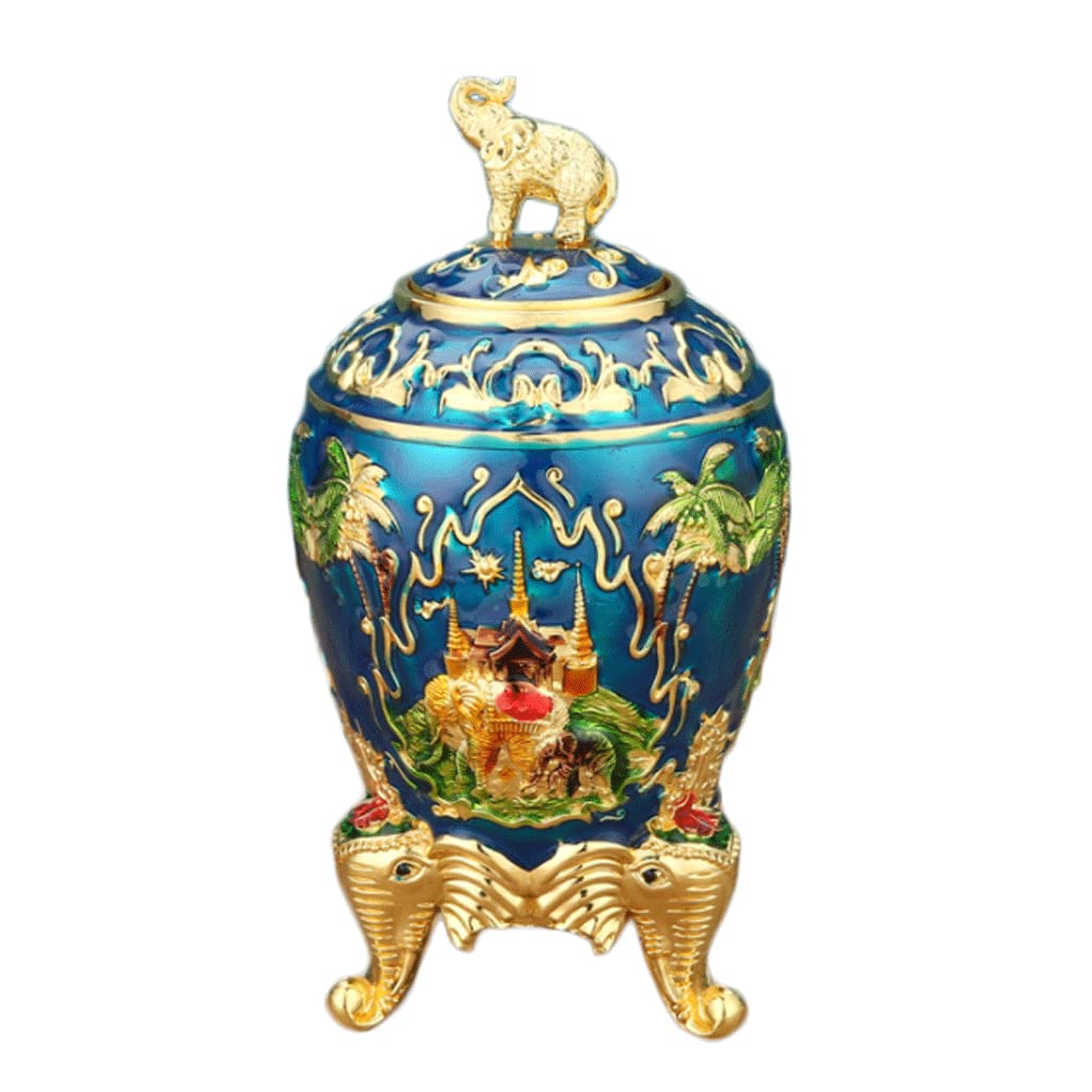 Wdwdw Blue Toothpicks Dispenser Toothpick Box Fashion Vintage Holder Luxury Alloy Container Push Type