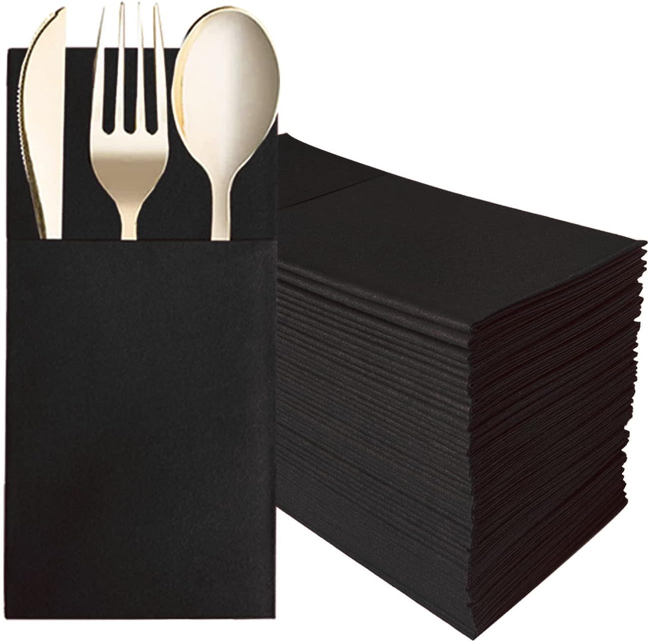 PEACHICHA Disposable Dinner Napkins With Builtin Flatware