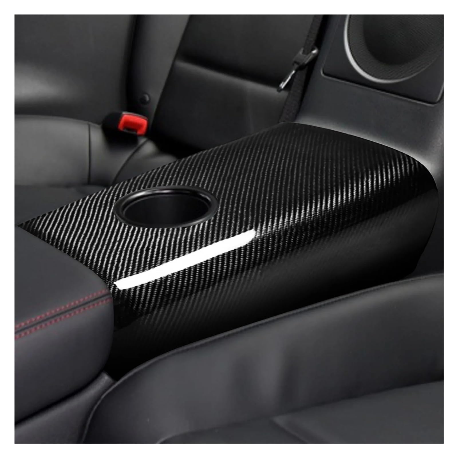 Ajuste de la Cubierta del Panel del apoyabrazos del Asiento Trasero de Fibra de Carbono Negro Compatible con Nissan GTR R35 09-16