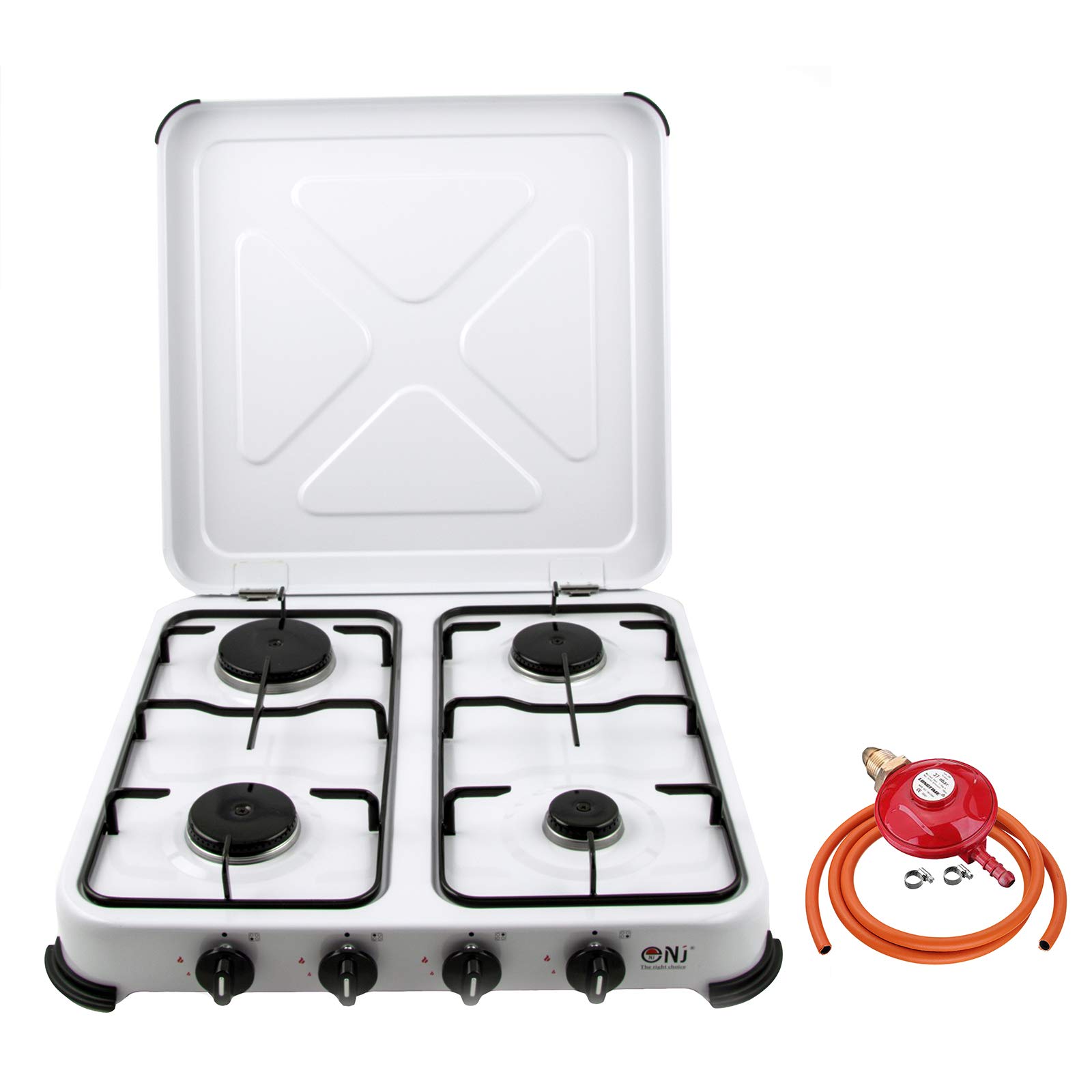 Nj 04 Gas Stove 4 Burner Enamel White Lid Camping Outdoor 5 45kw