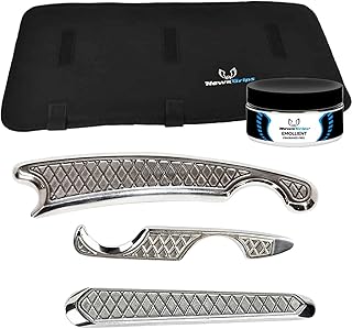 HawkGrips, Hand Therapy Tool Set with Massage Emollient 8oz, Stainless Steel, Includes Roll-Up Carrying Case, Small Multi-Curve, Dual-Edge Tongue Depressor, and HGPro Multi-Tool.