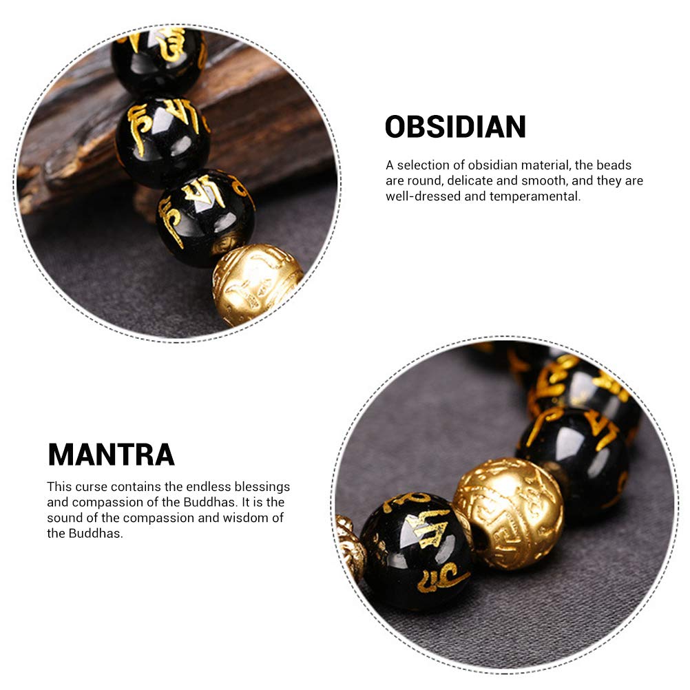 Feng Shui Golden Pi Xiu Lucky bogaty amulet bransoletka, czarna naturalna obsydian bransoletka bogactwo