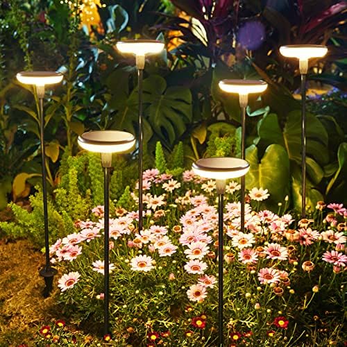 Solar Garden Lights Outdoor, Waterproof Swaying Solar Lights Garden Decor, Solar powered Landscape Path Stake Yard lights Decorative for Yard/Garden/Patio/Flower bed/Lawns Decorations 【6 Pack】