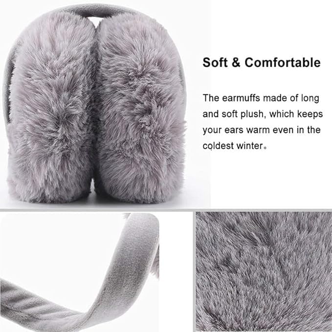 Image of Girl Winter Earmuffs Outdoor Wear Soft Faux Fur Plush Ear Warmer Minnie Design Windproof Woolen Warm Ear Muff Men & Women (Freesize)
