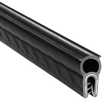 Trim-Lok DDA2513-25 EPDM Dual Durometer Rubber/Metal Carrier Coextruded Trim Seal with Top Bulb, Fits Edge 0.040