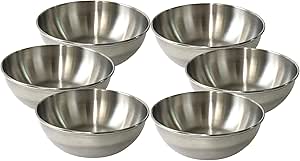 Kingscape ステンレス 80mm ミニボウル 3個/6個セット ミールス 食器 ソース皿 ディップボウル ダルバート ボール (6)