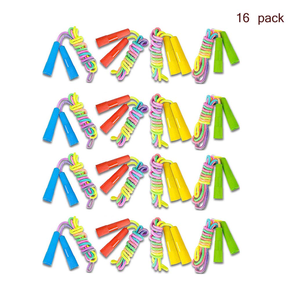 Forsun16 Pack 7.5ft Rainbow Jump Rope Set| Vibrant Jumping Ropes for Kids | Durable Nylon Skipping Ropes |Great Birthday Party Favors/Goodie Bag Fillers/Gift Idea for Boys and Girls