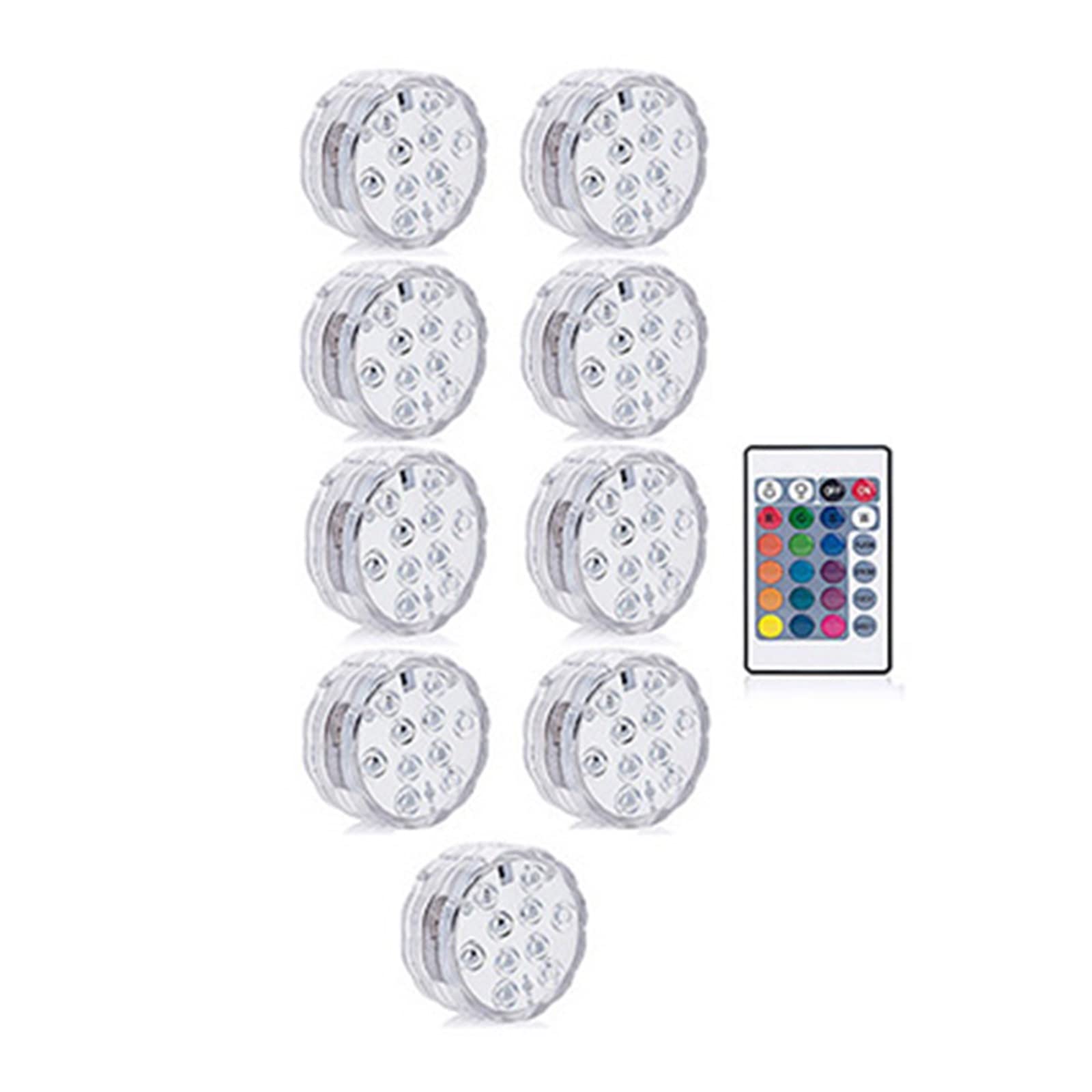 Luz de buceo con Control remoto RGB IP68, luces subacuáticas impermeables, estanque, piscina, lámparas decorativas noche for acuario Bajo Consumo De EnergíA(1 controller 9 Lamp)