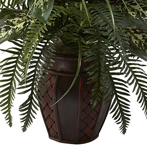 Nearly Natural 6727 3Ft. Mixed Greens & Cattails With Planter, 26 X 26 X 36 Inches #TOP2