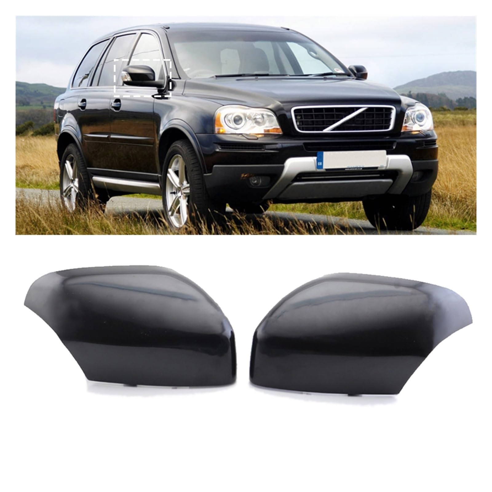 espejo retrovisor Para Volvo XC90 2007-2014 Para XC70 2008-2012 Cubierta del espejo retrovisor exterior automóvil Espejo lateral(Right)