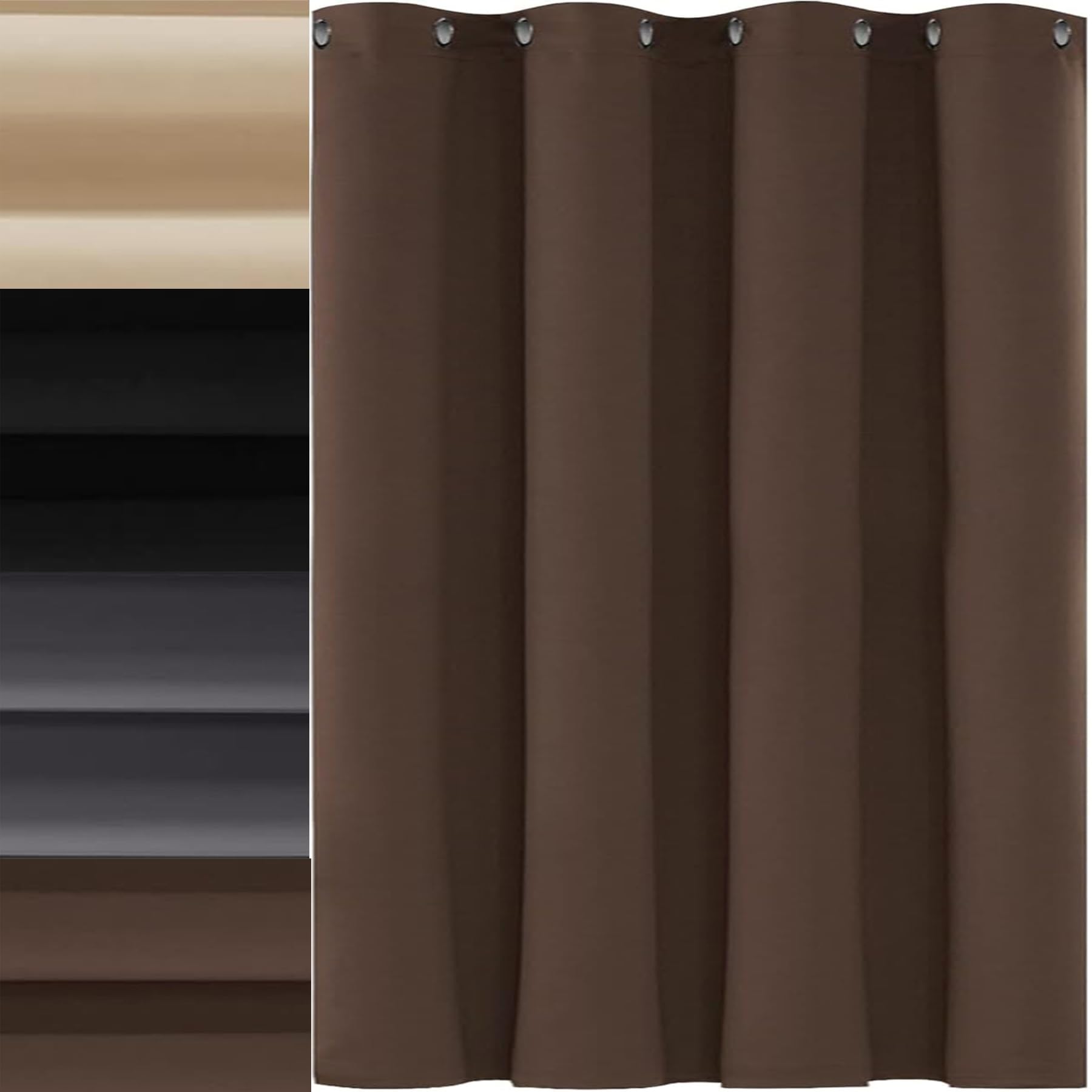 AMZYU Living Room Curtain 1 Panel, 120 x 210 cm(47 x 83inch) Super Soft Plain Long Curtain Thermal Insulated Door Curtain Sunlight Blocking & UV Protected for Bedroom, Offices, Brown — image 1