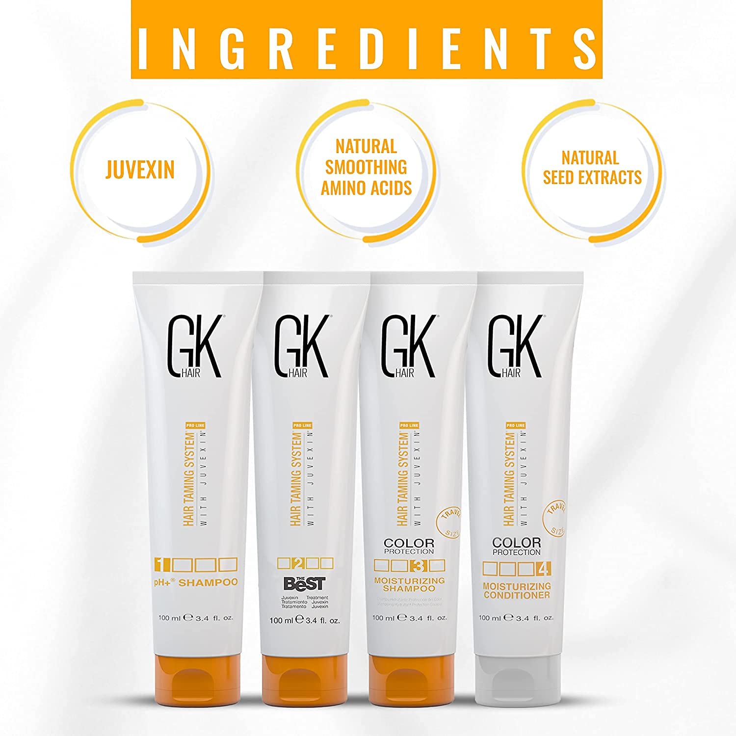 GK HAIR Global Keratin The Best Consumer Box Kit (100ml/3.4 Fl Oz) Keratin-Haarglättungsbehandlung - Professionelle komplexe brasilianische Glättung für glattes, kräuselfreies Haar