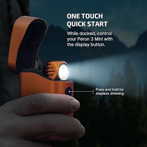 Miniatura 4 de OLIGHT Perun 3 mini faro de alta calidad de 1250 lúmenes con caja de carga tipo C, linterna recargable con opción de luz roja, perfecta para