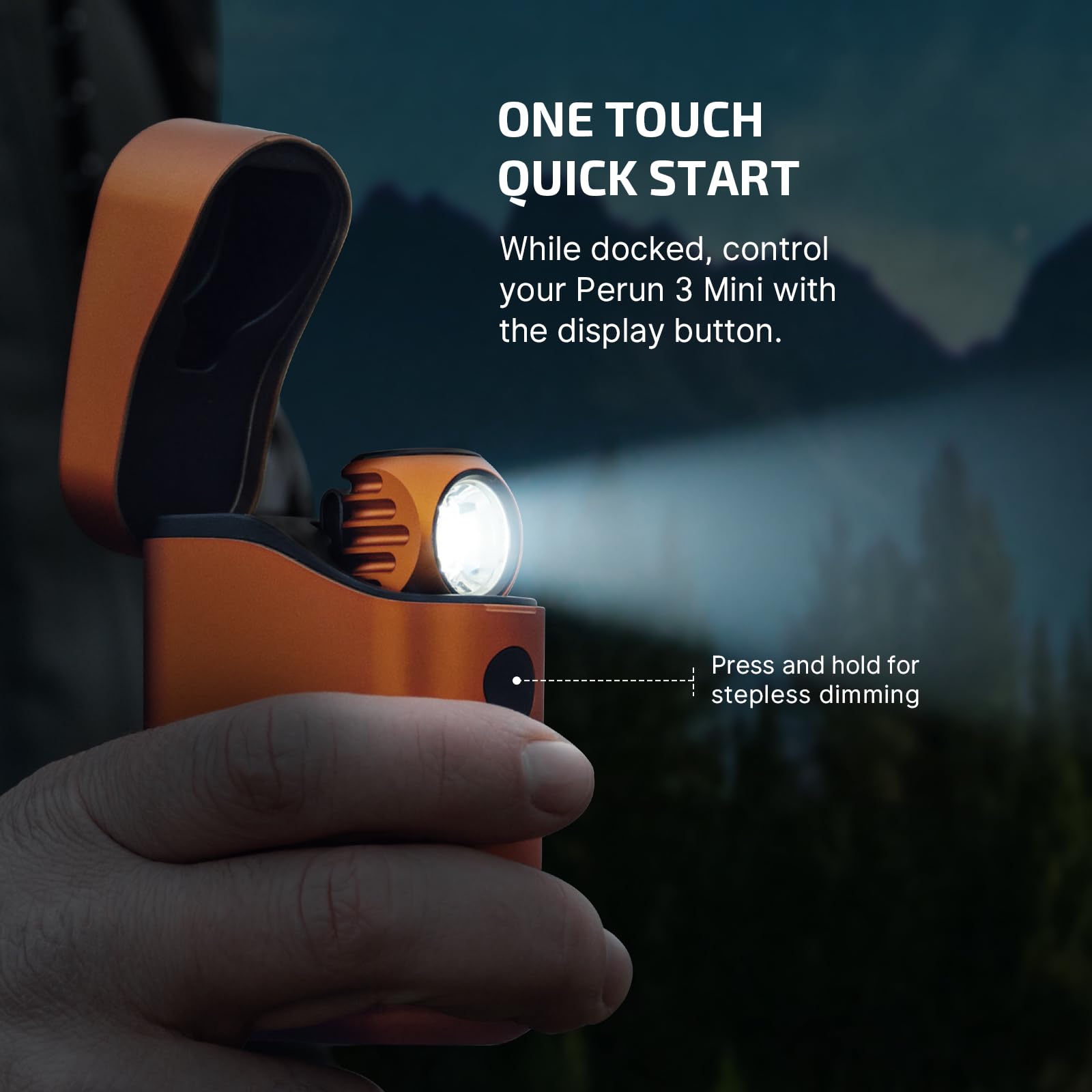 OLIGHT Perun 3 Mini Premium Edition - Linterna frontal LED de 1250 lúmenes, con funda de carga USB-C, faro recargable con luz roja, ideal para el trabajo, el hogar, al aire libre (naranja, CW)