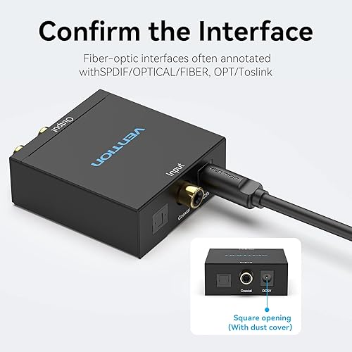 Miniatura 4 de VENTION Cable de audio óptico digital de 6.6 pies, cable de audio Toslink de fibra SPDIF para Blu-ray CD DVD, barra de sonido, Smart TV, cine en