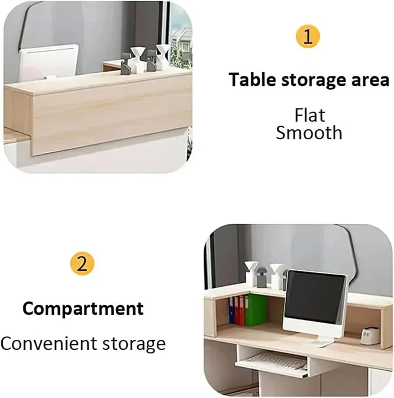 Reception Desk with Counter, Modern Front Desk Reception Table with Spacious Storage, Keyboard Tray, and File Cabinet for Office, Shop, and Store (Left, 160cm/63inch) (Left)