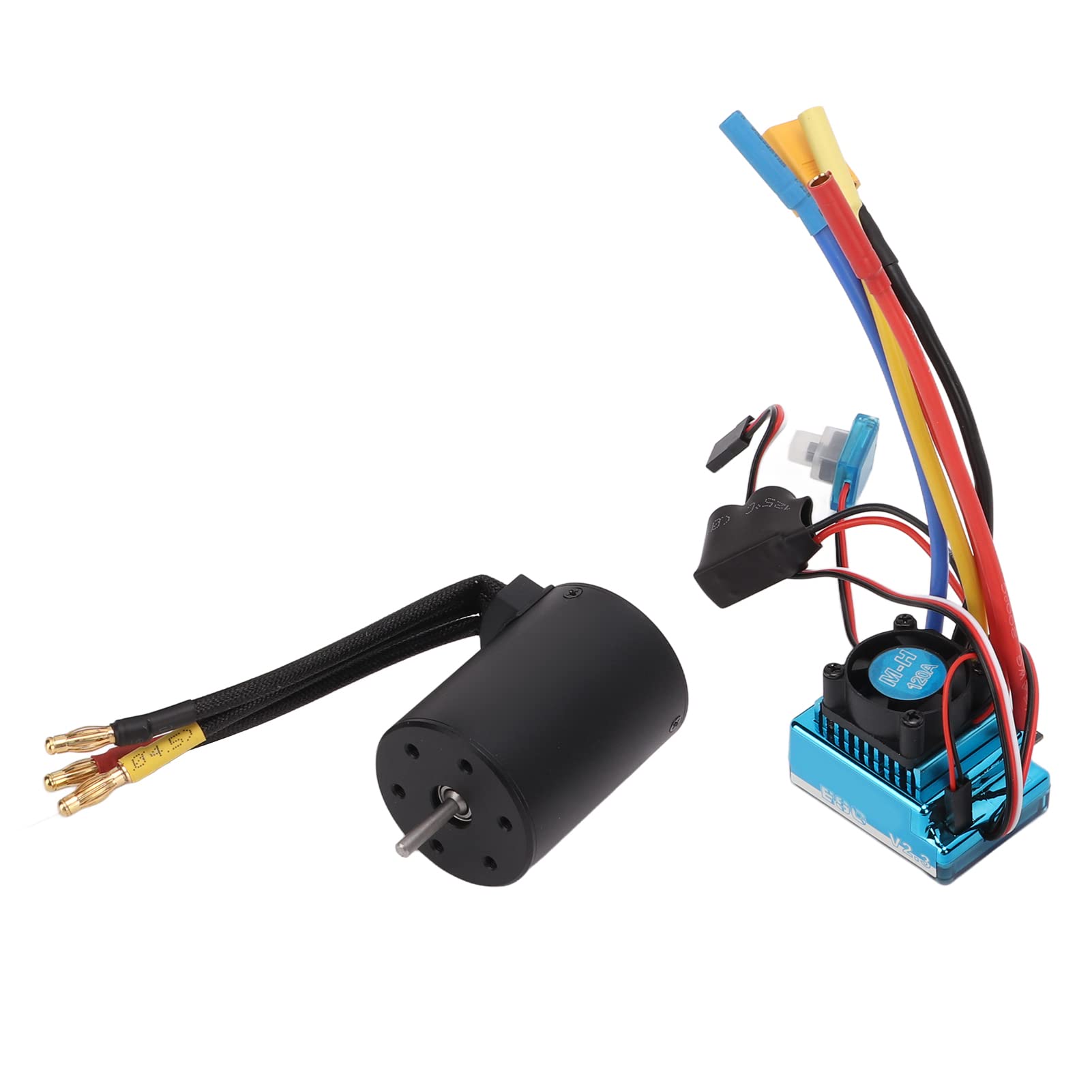 Cuifati Zestaw Silnika Bezszczotkowego 3100KV i Regulatora 120A, | Zestaw do modernizacji samochodu RC z wtyczką XT60, do samochodu RC 1/10 1/8, 2-4S Lipo