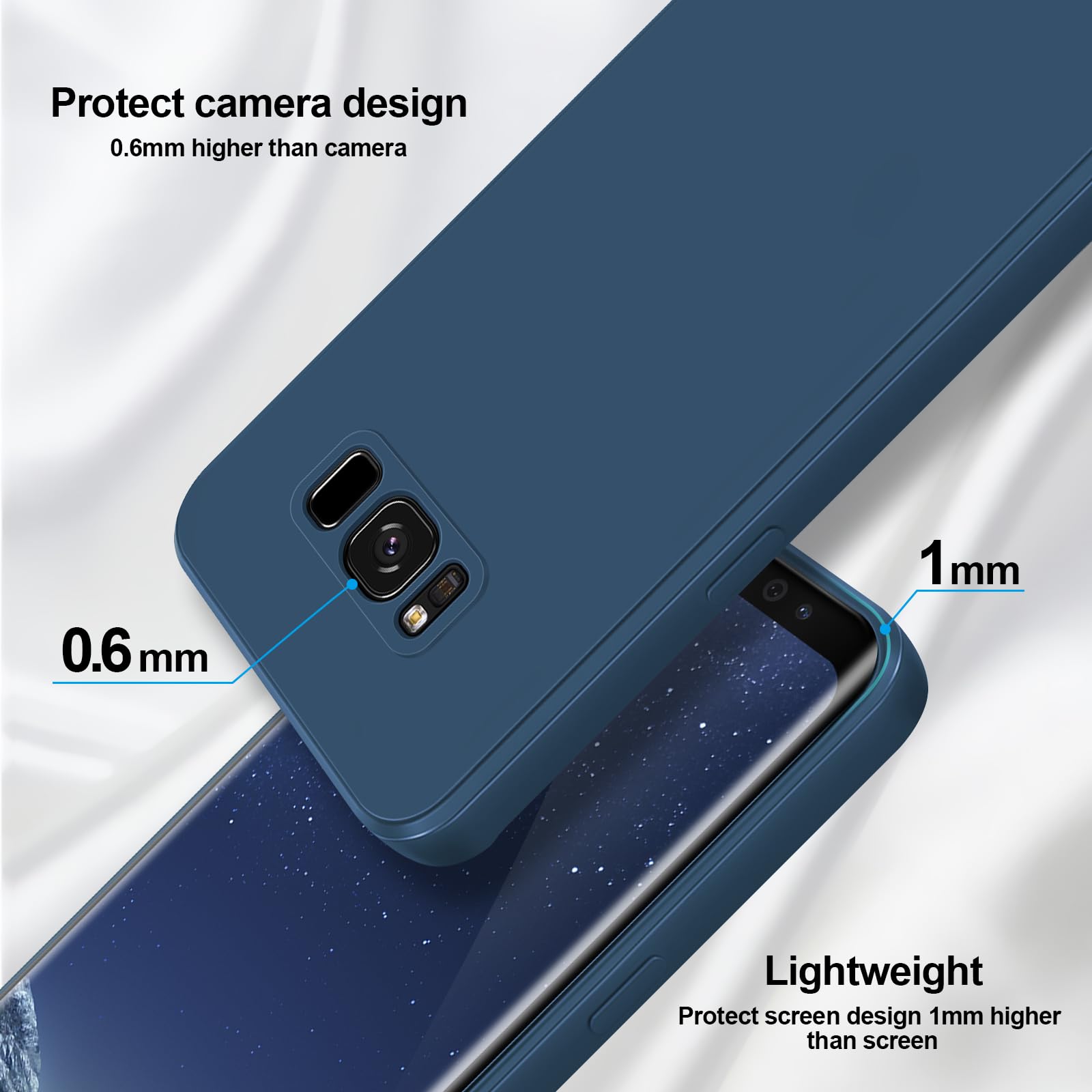 GiiYoon GiiYoon Case Compatible with Samsung Galaxy S8, Silky-Soft Touch Full-Body Protective Phone Silicone Case, Shockproof Cover with Microfiber Lining, Blue in use