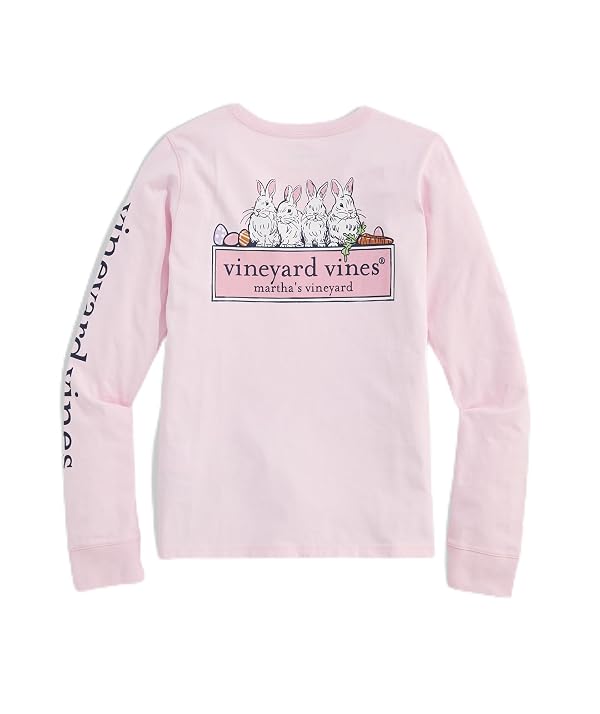 vineyard vines Girls' Bunny Logo Box Long-Sleeve Pocket Tee, Pink Drink, 3T by vineyard vines - Used condition - US$8.42
