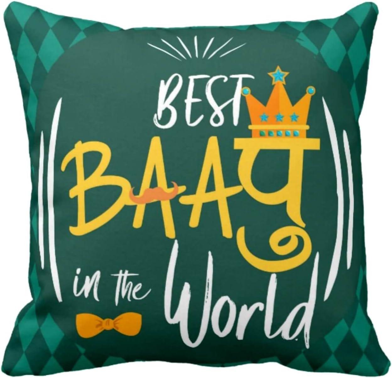 TheYaYaCafe Best Baapu In The World Cushion Cover, 20x20 Inches, Black Back, 1 Piece