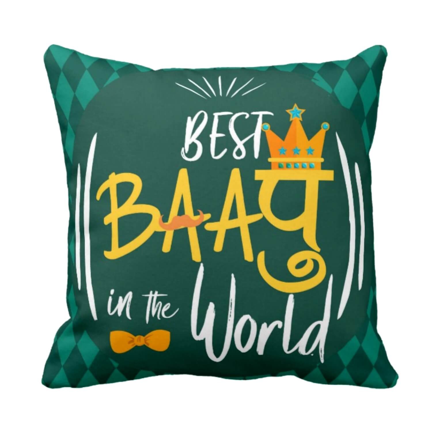 TheYaYaCafe Best Baapu In The World Cushion Cover, 20x20 Inches, Black Back, 1 Piece
