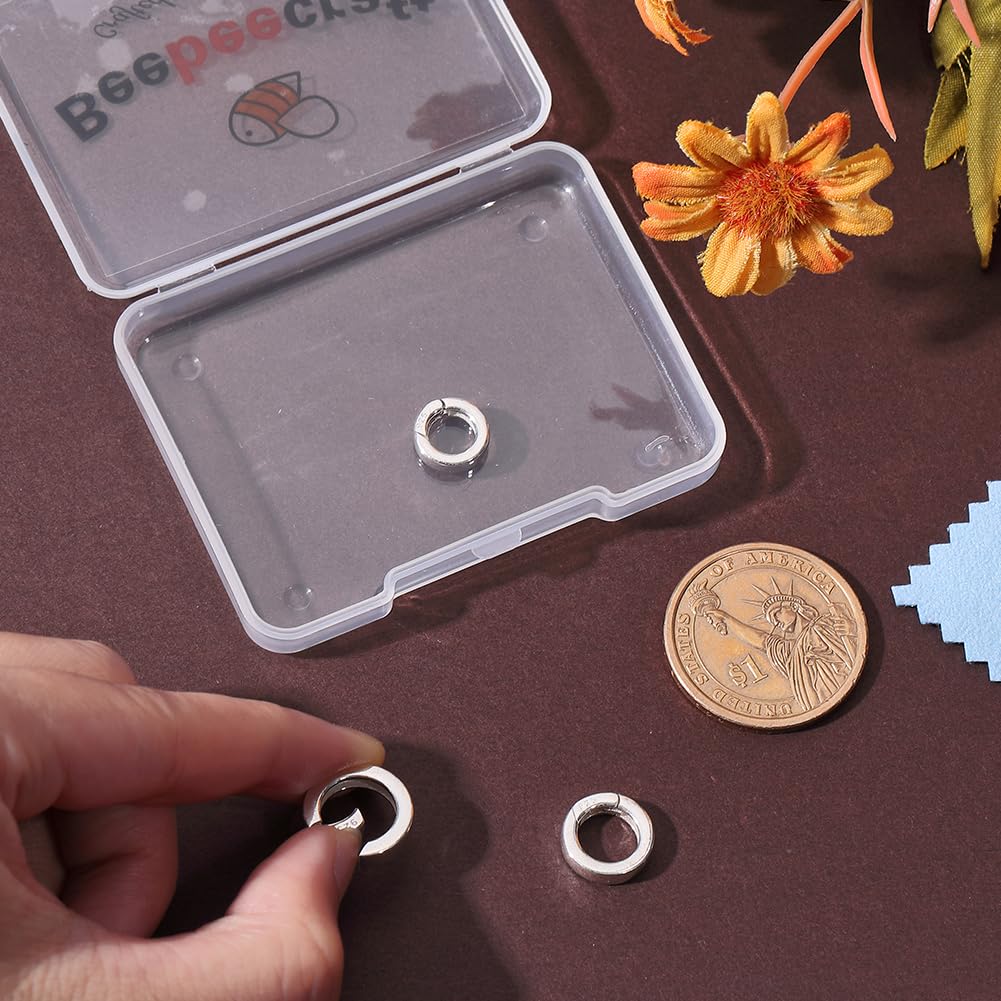 Beebeecraft 3 Pezzo 10/12/14mm 925 Anelli A Molla in Argento Sterling Piccoli Anelli Rotondi A Molla Clip Accorcia Collana Connettori di Rinforzo con Panno per Lucidare per La Creazione di Gioielli