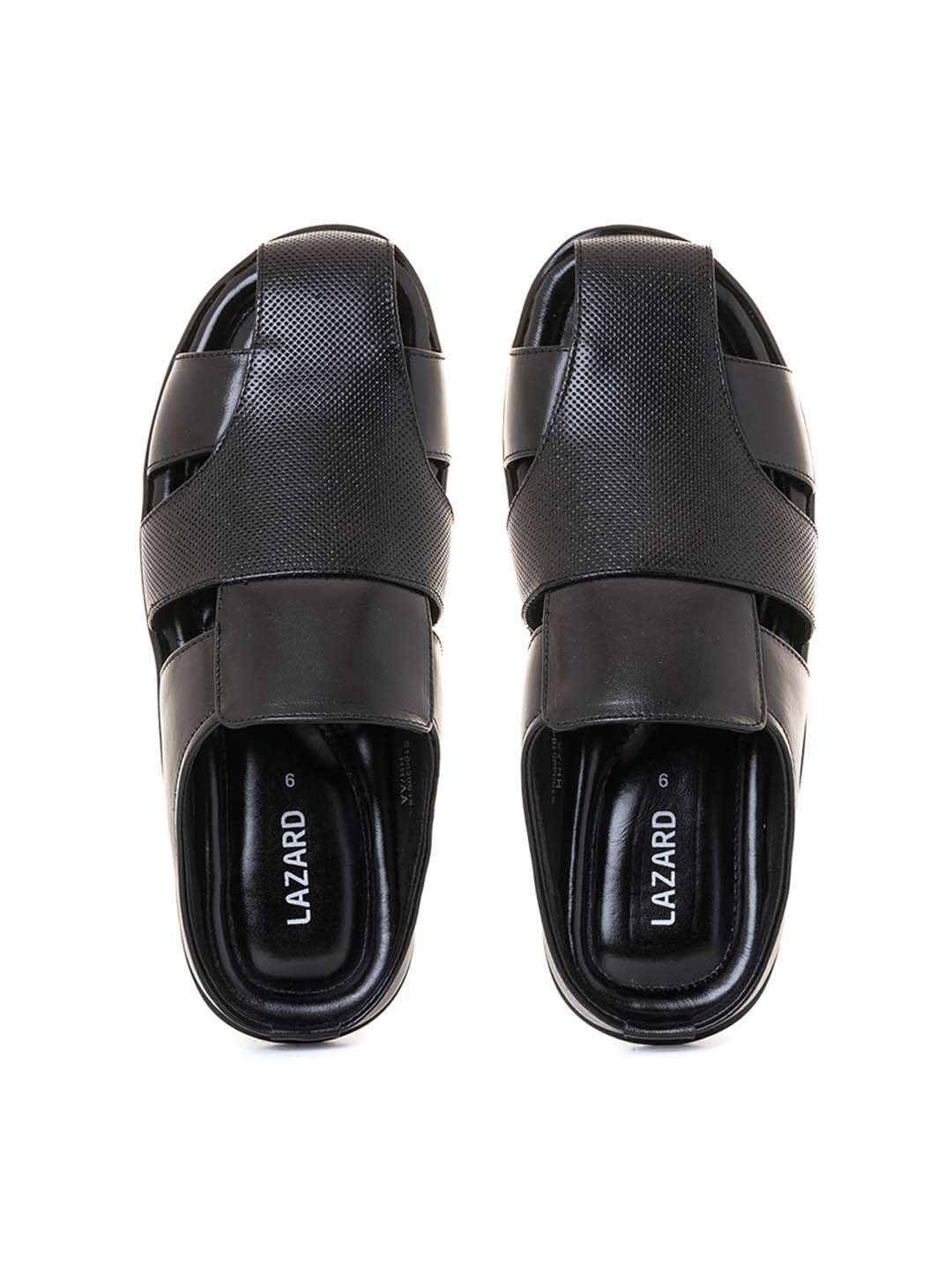 Khadims Lazard Black Leather Mule Slip On Sandal for Men (5180396) (B0CX4LPW7Z) Amazon Price History, Amazon Price Tracker