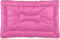 Vista 1 de Dog Bed Mat Soft Comfortable Anti-Slip Bottom Pet Mat Washable Cat Kennel Crate Pad for Small Medium Large Pets 18x24in Hot Pink Beige
